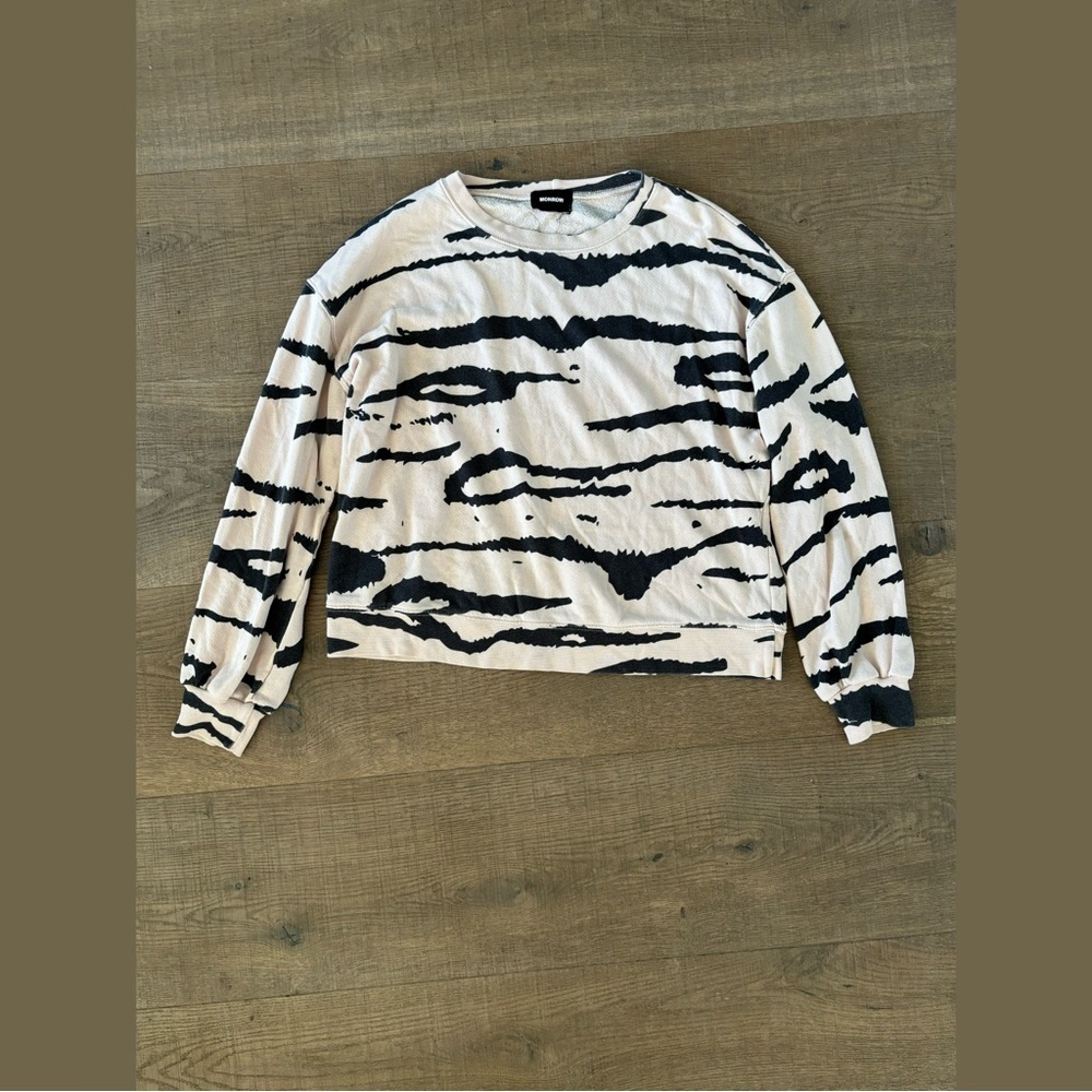 monrow splatter striped zebra pullover sweatshirt